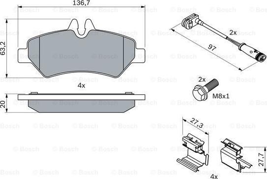 BOSCH 0 986 494 601 - Bremžu uzliku kompl., Disku bremzes www.autospares.lv