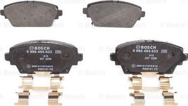 BOSCH 0 986 494 633 - Bremžu uzliku kompl., Disku bremzes www.autospares.lv