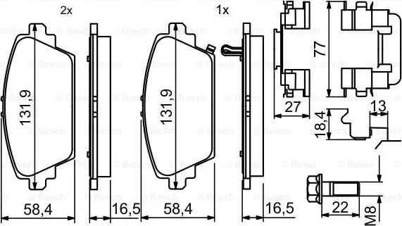 BOSCH 0 986 494 633 - Bremžu uzliku kompl., Disku bremzes autospares.lv