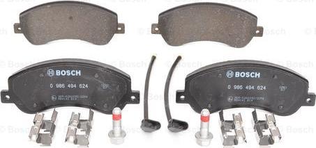 BOSCH 0 986 494 624 - Bremžu uzliku kompl., Disku bremzes www.autospares.lv