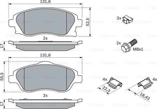 BOSCH 0 986 494 625 - Bremžu uzliku kompl., Disku bremzes www.autospares.lv