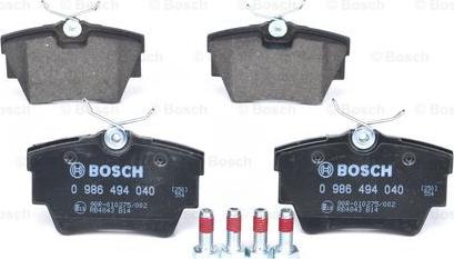 BOSCH 0 986 494 040 - Bremžu uzliku kompl., Disku bremzes www.autospares.lv