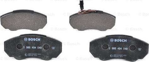 BOSCH 0 986 494 048 - Тормозные колодки, дисковые, комплект www.autospares.lv