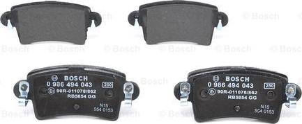 BOSCH 0 986 494 043 - Bremžu uzliku kompl., Disku bremzes www.autospares.lv