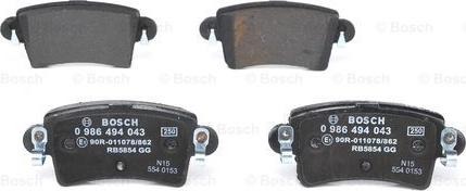 BOSCH 0 986 494 043 - Bremžu uzliku kompl., Disku bremzes www.autospares.lv