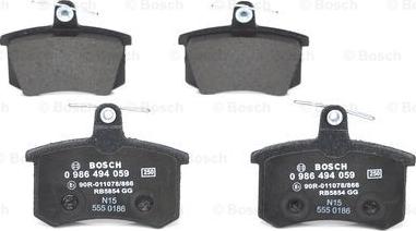 BOSCH 0 986 494 059 - Тормозные колодки, дисковые, комплект www.autospares.lv