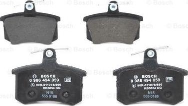 BOSCH 0 986 494 059 - Тормозные колодки, дисковые, комплект www.autospares.lv