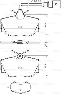 BOSCH 0 986 494 051 - Bremžu uzliku kompl., Disku bremzes autospares.lv