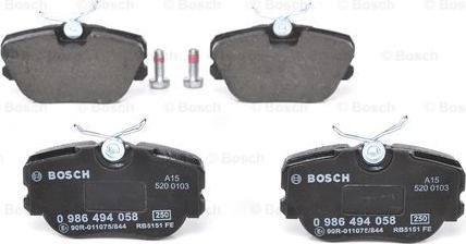 BOSCH 0 986 494 058 - Bremžu uzliku kompl., Disku bremzes autospares.lv