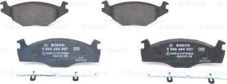 BOSCH 0 986 494 057 - Bremžu uzliku kompl., Disku bremzes www.autospares.lv