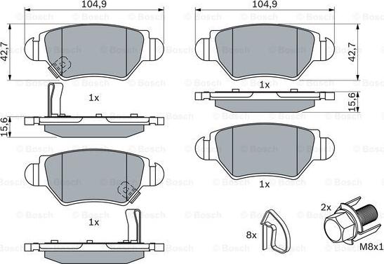 BOSCH 0 986 494 014 - Bremžu uzliku kompl., Disku bremzes autospares.lv