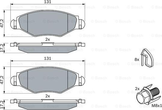 BOSCH 0 986 494 039 - Bremžu uzliku kompl., Disku bremzes www.autospares.lv