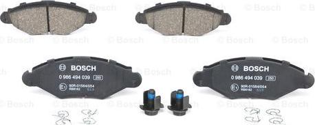 BOSCH 0 986 494 039 - Bremžu uzliku kompl., Disku bremzes www.autospares.lv