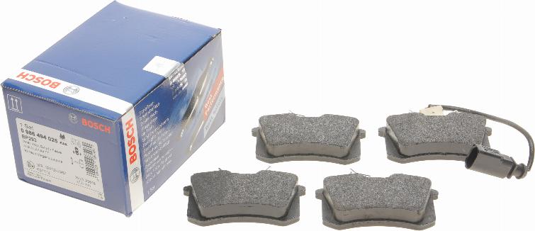 BOSCH 0 986 494 025 - Brake Pad Set, disc brake www.autospares.lv