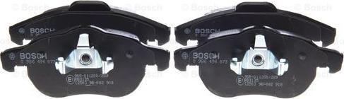 BOSCH 0 986 494 073 - Тормозные колодки, дисковые, комплект www.autospares.lv