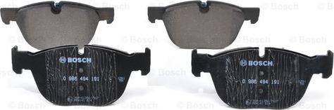 BOSCH 0 986 494 191 - Тормозные колодки, дисковые, комплект www.autospares.lv