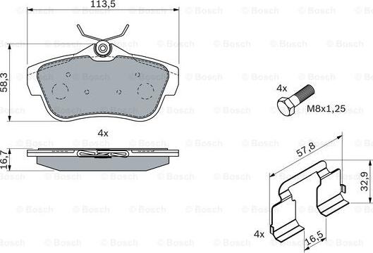 BOSCH 0 986 494 192 - Bremžu uzliku kompl., Disku bremzes autospares.lv