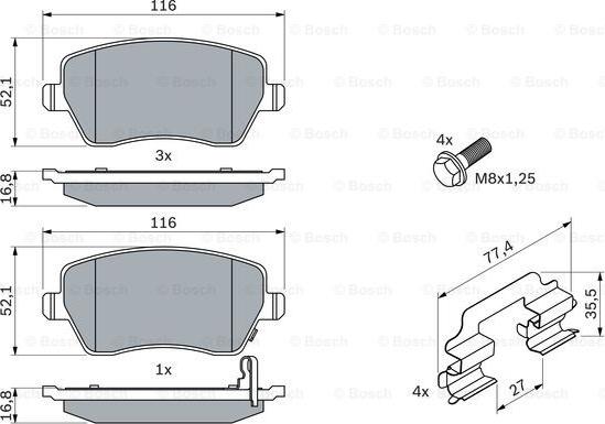 BOSCH 0 986 494 160 - Bremžu uzliku kompl., Disku bremzes www.autospares.lv