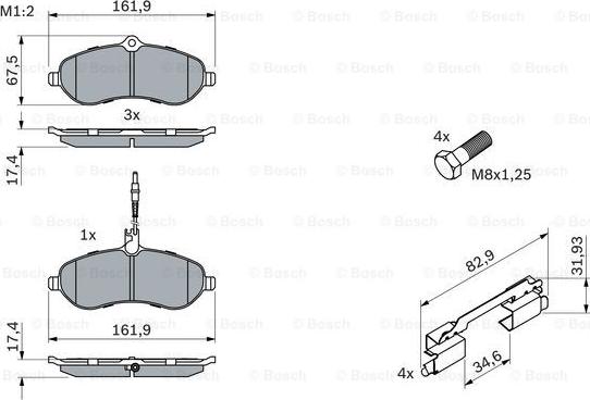 BOSCH 0 986 494 163 - Bremžu uzliku kompl., Disku bremzes www.autospares.lv