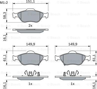 BOSCH 0 986 494 101 - Bremžu uzliku kompl., Disku bremzes www.autospares.lv