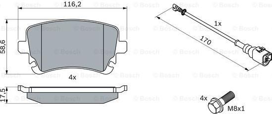 BOSCH 0 986 494 108 - Тормозные колодки, дисковые, комплект www.autospares.lv