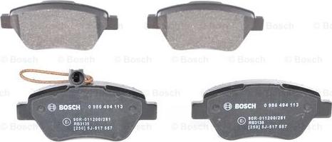 BOSCH 0 986 494 113 - Brake Pad Set, disc brake www.autospares.lv