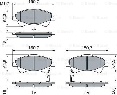 BOSCH 0 986 494 187 - Bremžu uzliku kompl., Disku bremzes www.autospares.lv