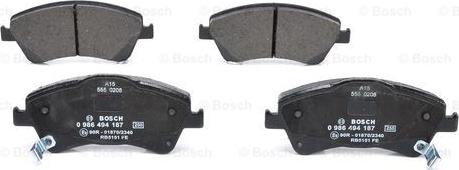 BOSCH 0 986 494 187 - Bremžu uzliku kompl., Disku bremzes www.autospares.lv