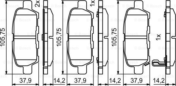 BOSCH 0 986 494 861 - Bremžu uzliku kompl., Disku bremzes autospares.lv