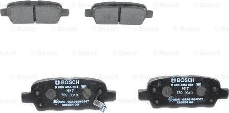 BOSCH 0 986 494 861 - Bremžu uzliku kompl., Disku bremzes autospares.lv