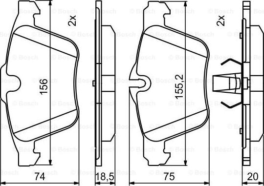 BOSCH 0 986 494 808 - Bremžu uzliku kompl., Disku bremzes www.autospares.lv