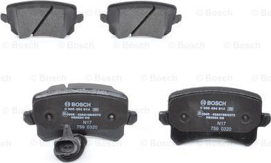 BOSCH 0 986 494 814 - Тормозные колодки, дисковые, комплект www.autospares.lv