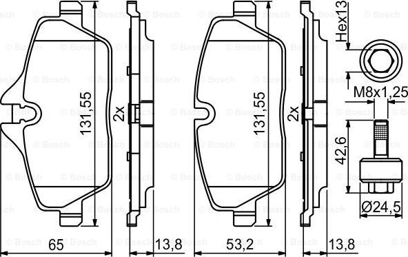 BOSCH 0 986 494 813 - Bremžu uzliku kompl., Disku bremzes autospares.lv