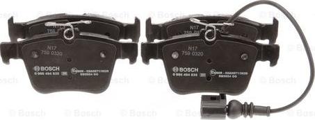 BOSCH 0 986 494 835 - Тормозные колодки, дисковые, комплект www.autospares.lv