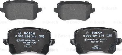 BOSCH 0 986 494 344 - Brake Pad Set, disc brake www.autospares.lv