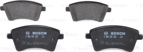 BOSCH 0 986 494 332 - Тормозные колодки, дисковые, комплект www.autospares.lv