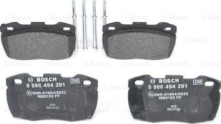 BOSCH 0 986 494 291 - Bremžu uzliku kompl., Disku bremzes www.autospares.lv