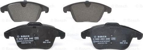 BOSCH 0 986 494 246 - Brake Pad Set, disc brake www.autospares.lv