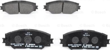 BOSCH 0 986 494 240 - Bremžu uzliku kompl., Disku bremzes www.autospares.lv