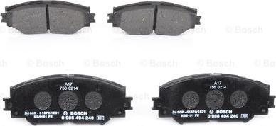 BOSCH 0 986 494 240 - Bremžu uzliku kompl., Disku bremzes www.autospares.lv