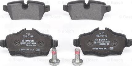 BOSCH 0 986 494 242 - Bremžu uzliku kompl., Disku bremzes www.autospares.lv