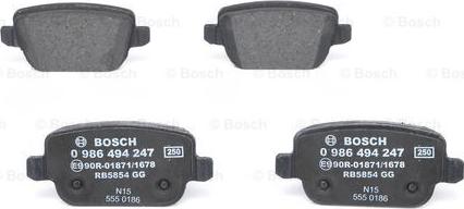 BOSCH 0 986 494 247 - Bremžu uzliku kompl., Disku bremzes www.autospares.lv