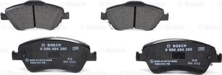 BOSCH 0 986 494 260 - Bremžu uzliku kompl., Disku bremzes www.autospares.lv