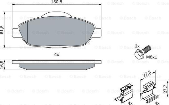 BOSCH 0 986 494 261 - Bremžu uzliku kompl., Disku bremzes www.autospares.lv