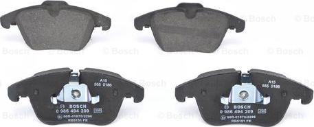 BOSCH 0 986 494 209 - Brake Pad Set, disc brake www.autospares.lv