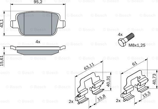 BOSCH 0 986 494 214 - Bremžu uzliku kompl., Disku bremzes autospares.lv