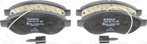 BOSCH 0 986 494 798 - Bremžu uzliku kompl., Disku bremzes www.autospares.lv