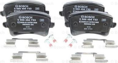 BOSCH 0 986 494 733 - Тормозные колодки, дисковые, комплект www.autospares.lv