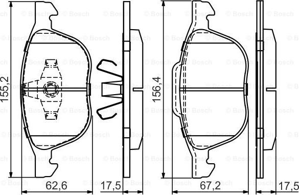 BOSCH 0 986 495 450 - Bremžu uzliku kompl., Disku bremzes www.autospares.lv