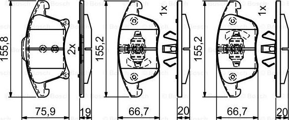 BOSCH 0 986 495 407 - Bremžu uzliku kompl., Disku bremzes www.autospares.lv